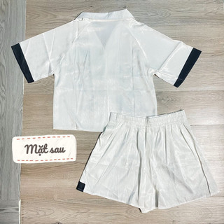 BIGSIZE Bộ lụa xước đùi nút bọc size dưới 65kg