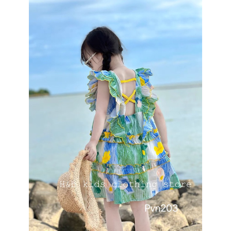 Váy đi biển tiêu thư cho bé size 10-22kg.