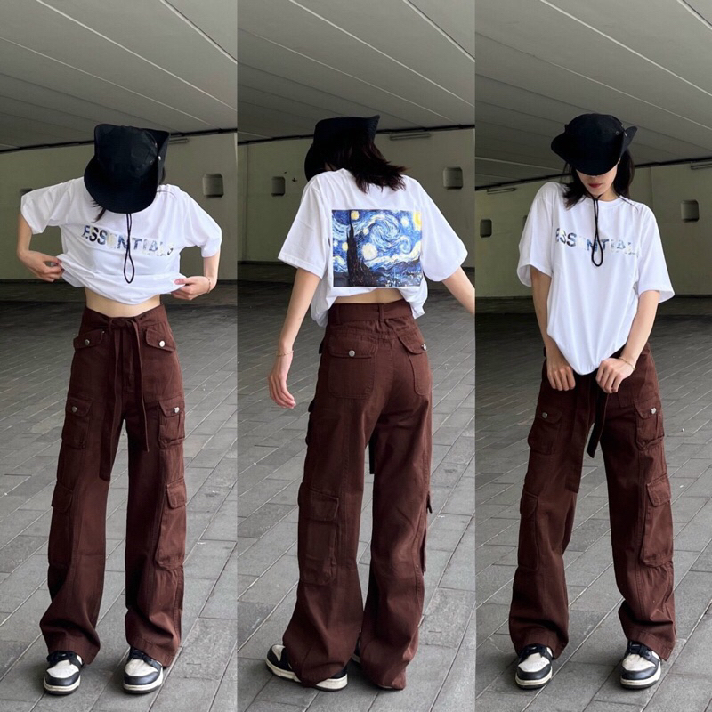 QUẦN KAKI TÚI HỘP TRƠN MÀU KÈM ĐAI- ảnh thật