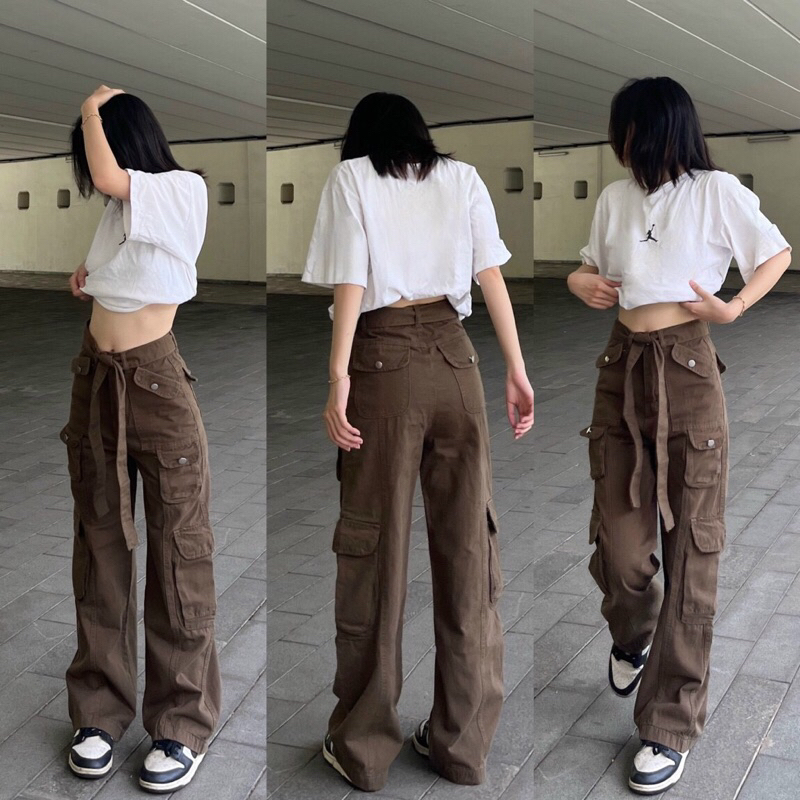 QUẦN KAKI TÚI HỘP TRƠN MÀU KÈM ĐAI- ảnh thật