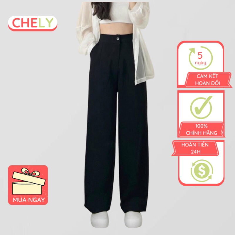 Quần Culottes Chely Ống Suông Siêu Hách Chân Màu Đen Và Be Hàng Loại 1
