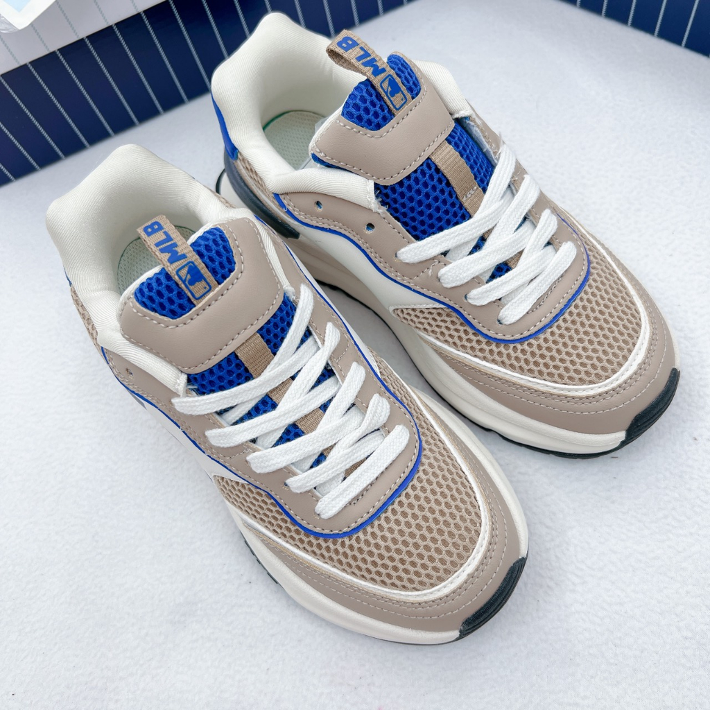 Giày MLB Chunky Runner LA nâu sữa, giày thể thao chạy bộ mlb, giày thể thao nam chunky full box