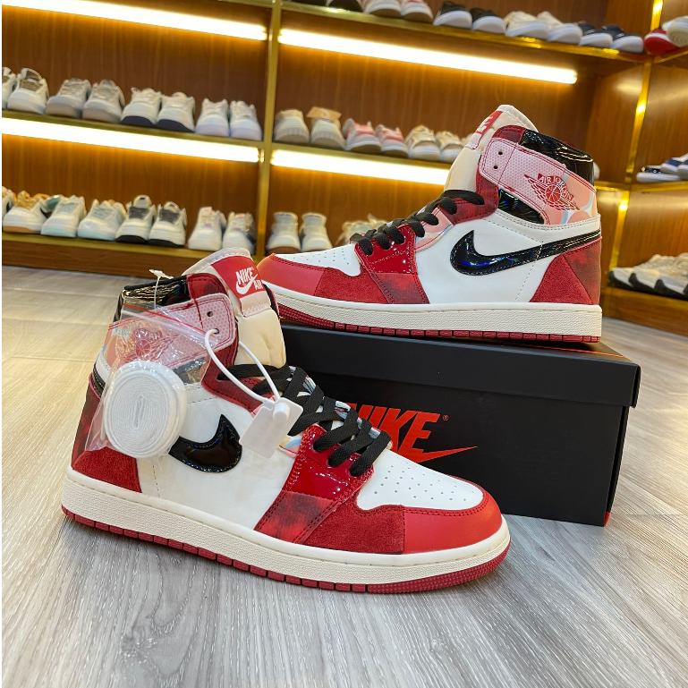 Giày Thể Thao Air Jd 1 x Spider Man "Across the Spider Verse" Đỏ Trắng Cao Cổ