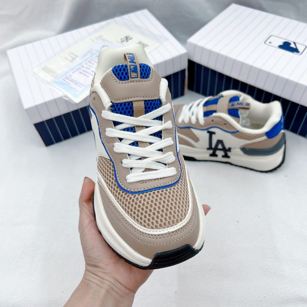 Giày MLB Chunky Runner LA nâu sữa, giày thể thao chạy bộ mlb, giày thể thao nam chunky full box