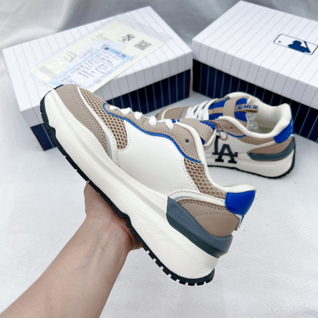 Giày MLB Chunky Runner LA nâu sữa, giày thể thao chạy bộ mlb, giày thể thao nam chunky full box