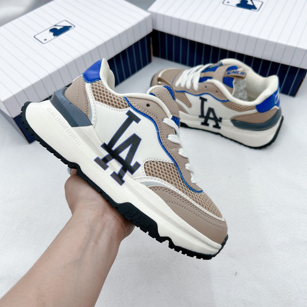 Giày MLB Chunky Runner LA nâu sữa, giày thể thao chạy bộ mlb, giày thể thao nam chunky full box
