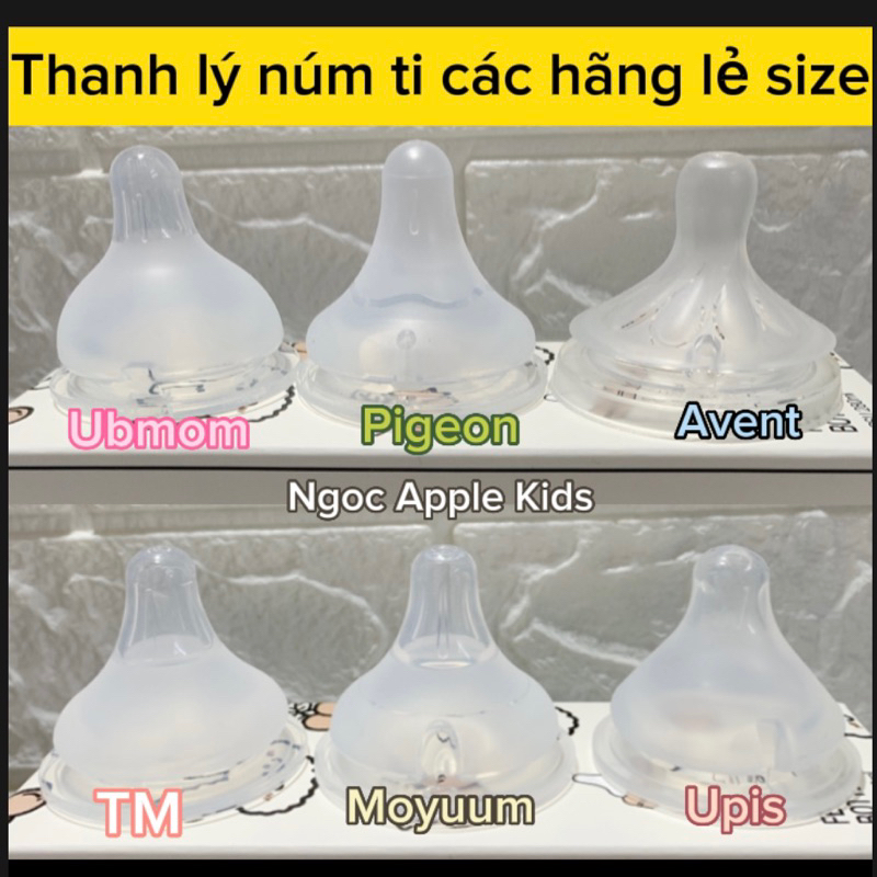 [THANH LÝ NÚM MỚI] - Núm Moyuum , núm ToviMolly, UBmom lẻ size cho bé từ sơ sinh (hỗ trợ đục thêm tia)