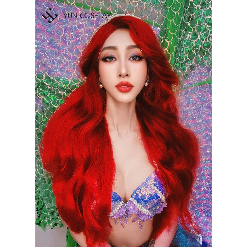 Tóc giả màu đỏ cosplay Nàng tiên cá Ariel