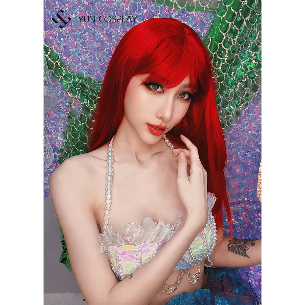 Tóc giả màu đỏ cosplay Nàng tiên cá Ariel