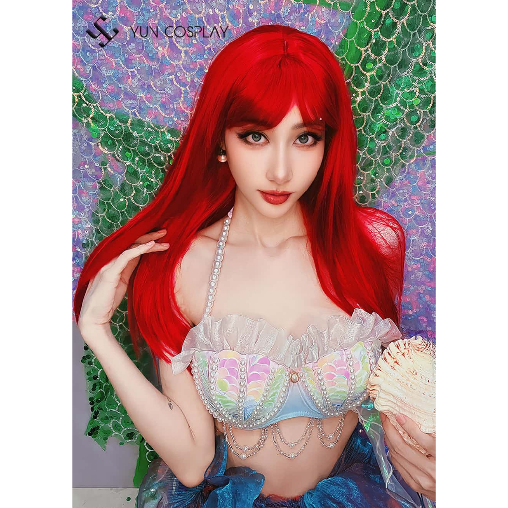 Tóc giả màu đỏ cosplay Nàng tiên cá Ariel