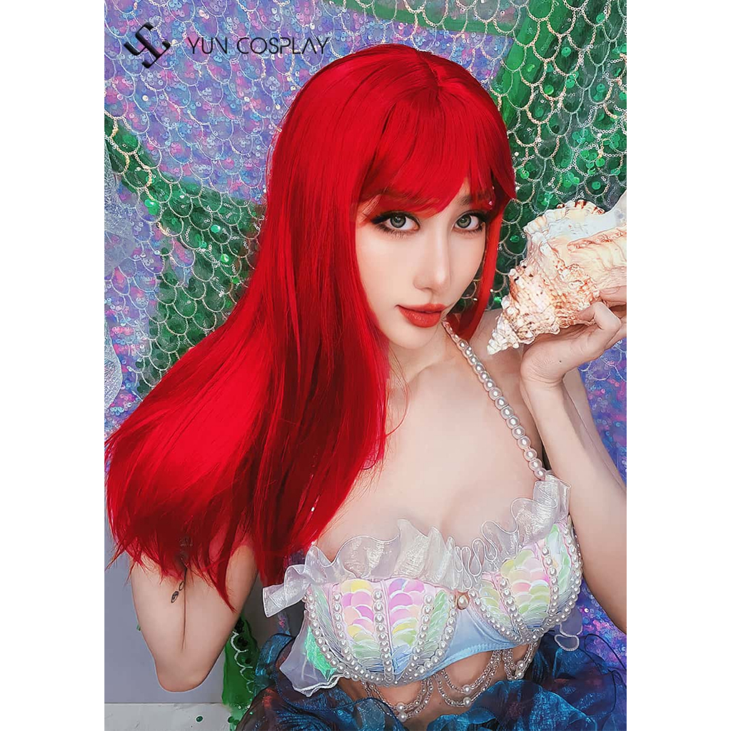 Tóc giả màu đỏ cosplay Nàng tiên cá Ariel