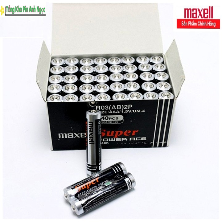 Hộp 40 Viên Pin AAA ( Pin Đũa ) R03 Maxell  - Hàng Chính Hãng