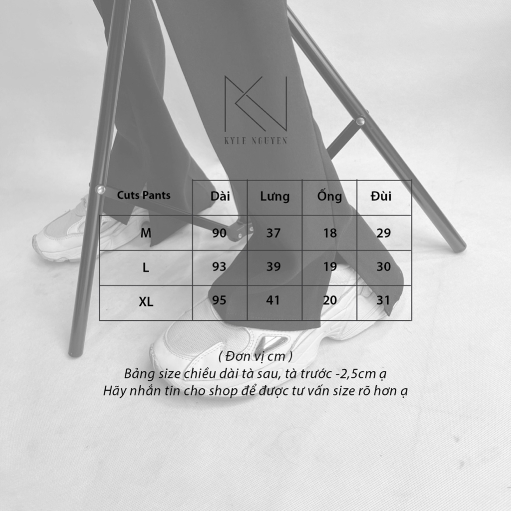 Quần tây đen xẻ tà, ống suông_CUTS PANTS’s KN