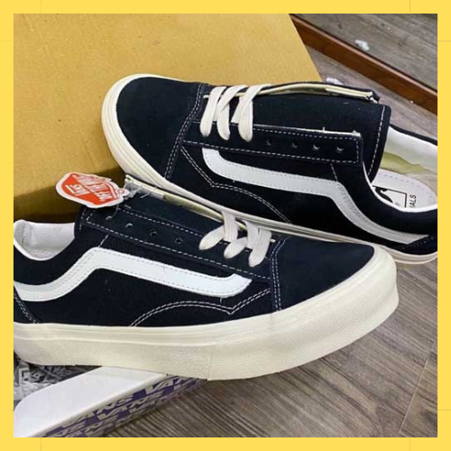 Giày Vans, Giày Vans Vault Old Skool Đen Bản Vạch Trắng Nam Nữ Full Box