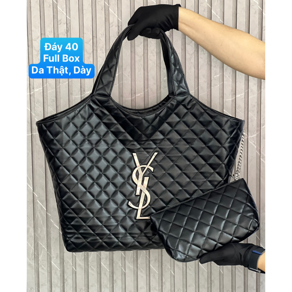 Set Túi Tote Kèm Ví Saint Laurent Gaby Icare Maxi Shopping Bag Full Box (NHẮN TIN SHOP KIỂM KHO)