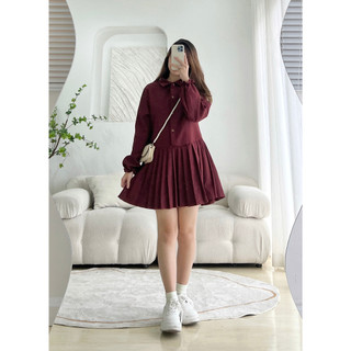Đầm xếp li trơn - đỏ