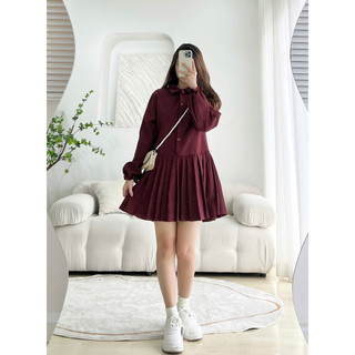 Đầm xếp li trơn - đỏ