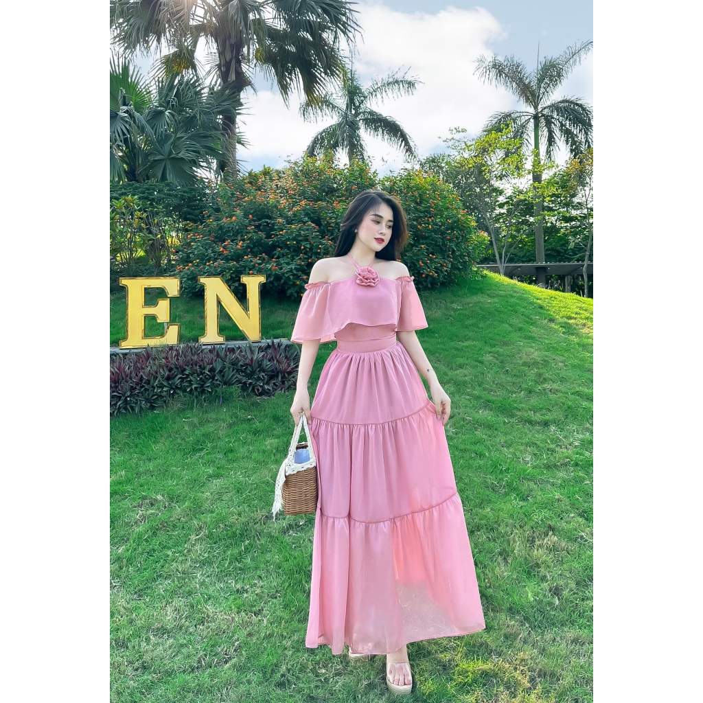 Váy maxi thiết kế voan tơ  V155