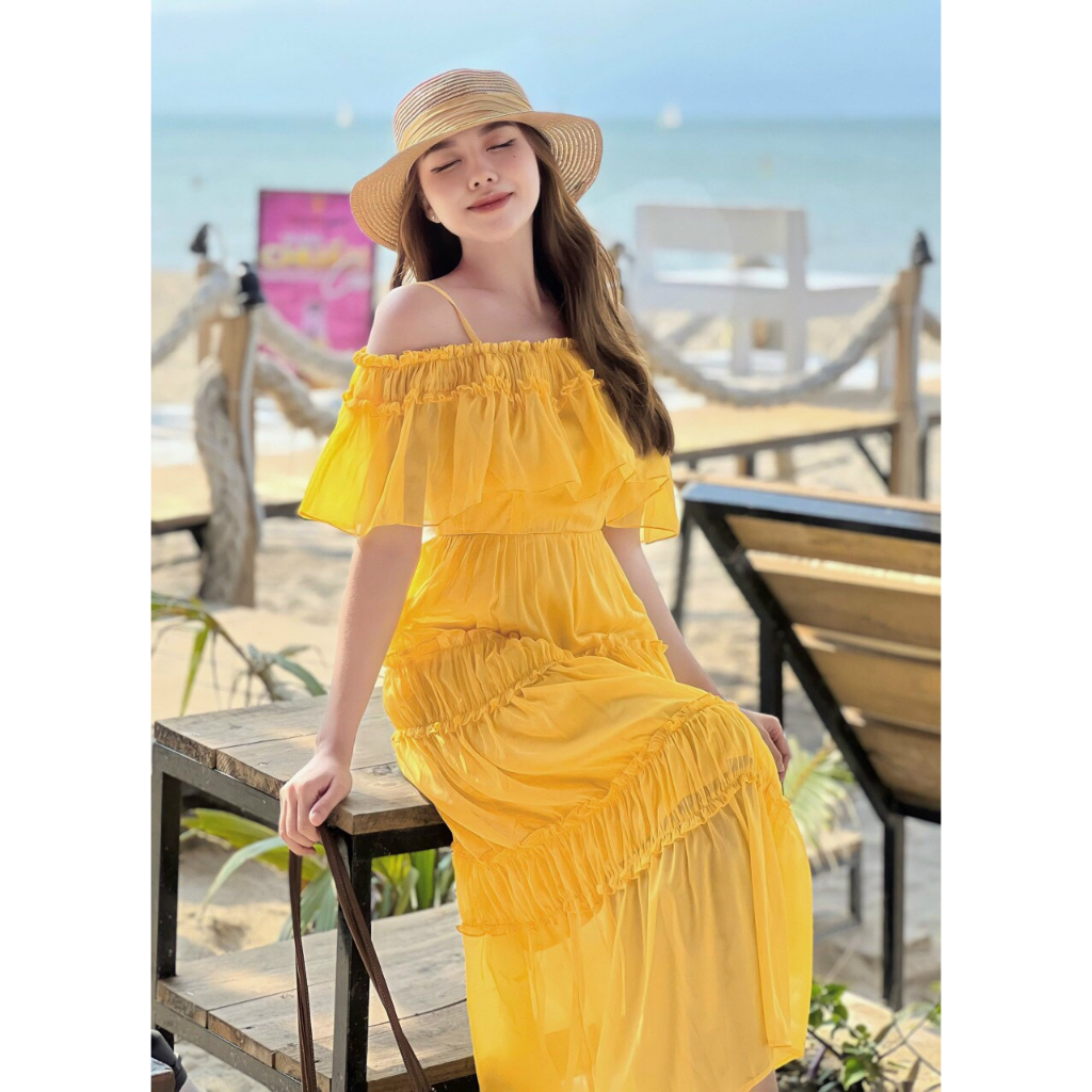 Váy maxi thiết kế voan tớ V160