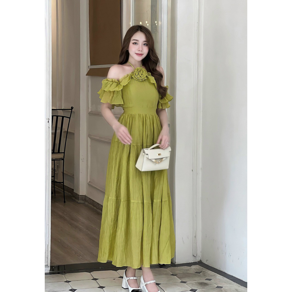 Váy maxi thiết kế tơ mềm V159