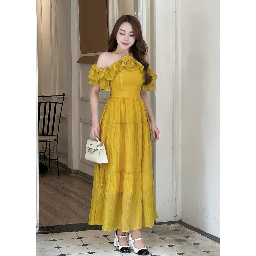 Váy maxi thiết kế tơ mềm V159