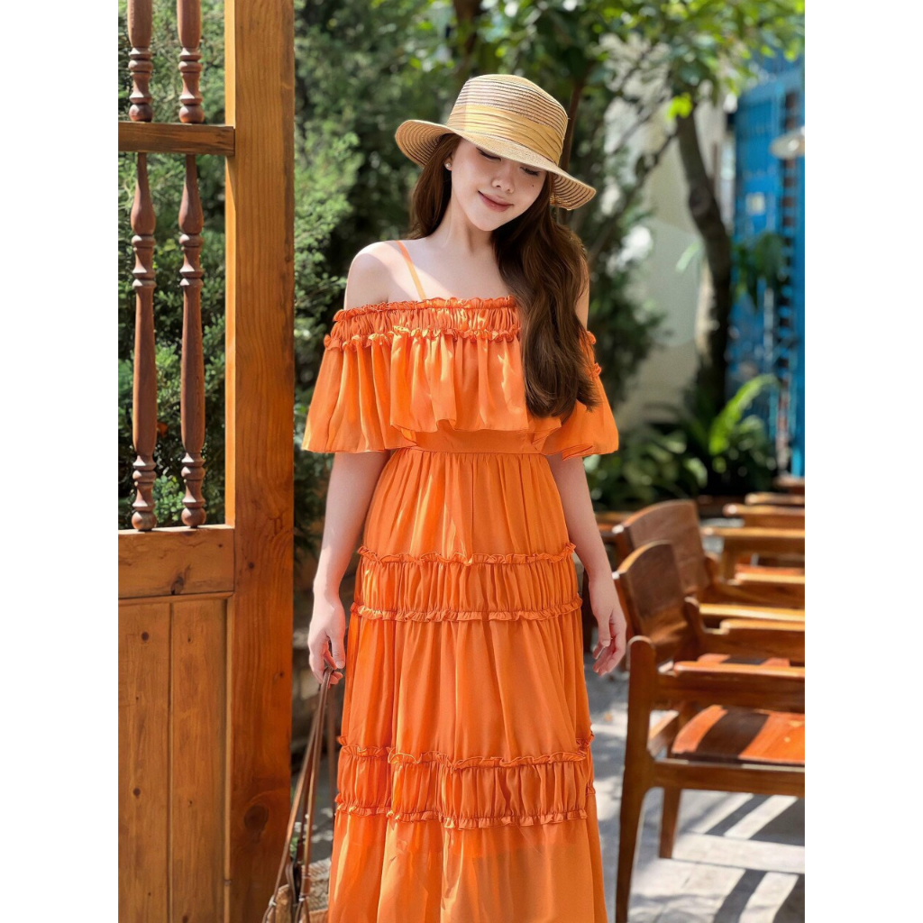 Váy maxi thiết kế voan tớ V160