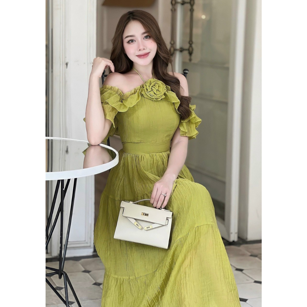 Váy maxi thiết kế tơ mềm V159