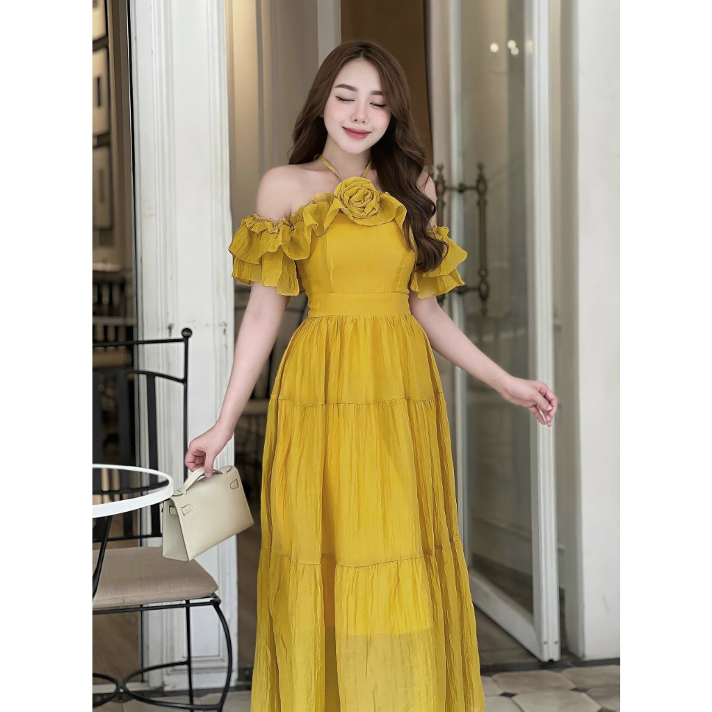 Váy maxi thiết kế tơ mềm V159