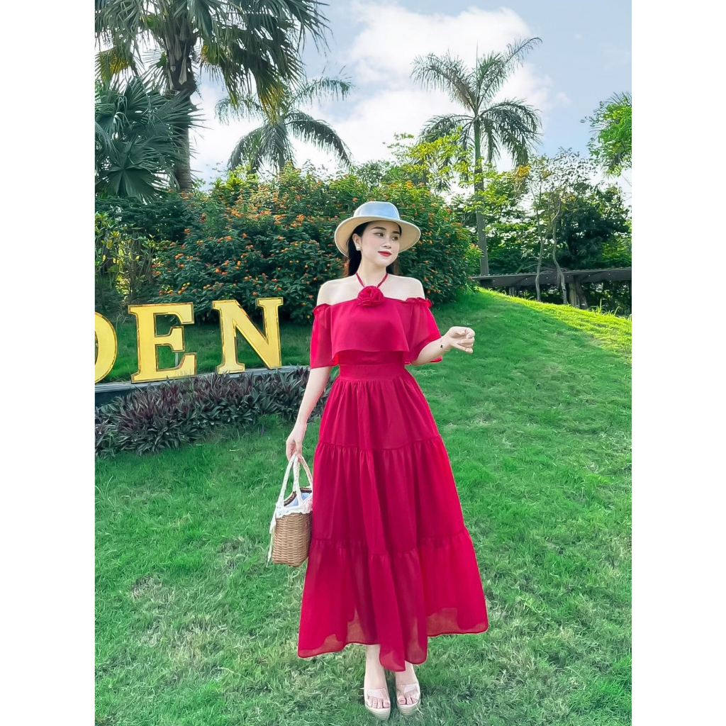 Váy maxi thiết kế voan tơ  V155