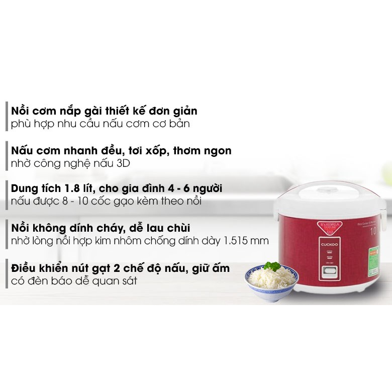 Nồi cơm điện Cuckoo 1.8 lít CR-1081 hàng trưng bầy 99% chính hãng 100%