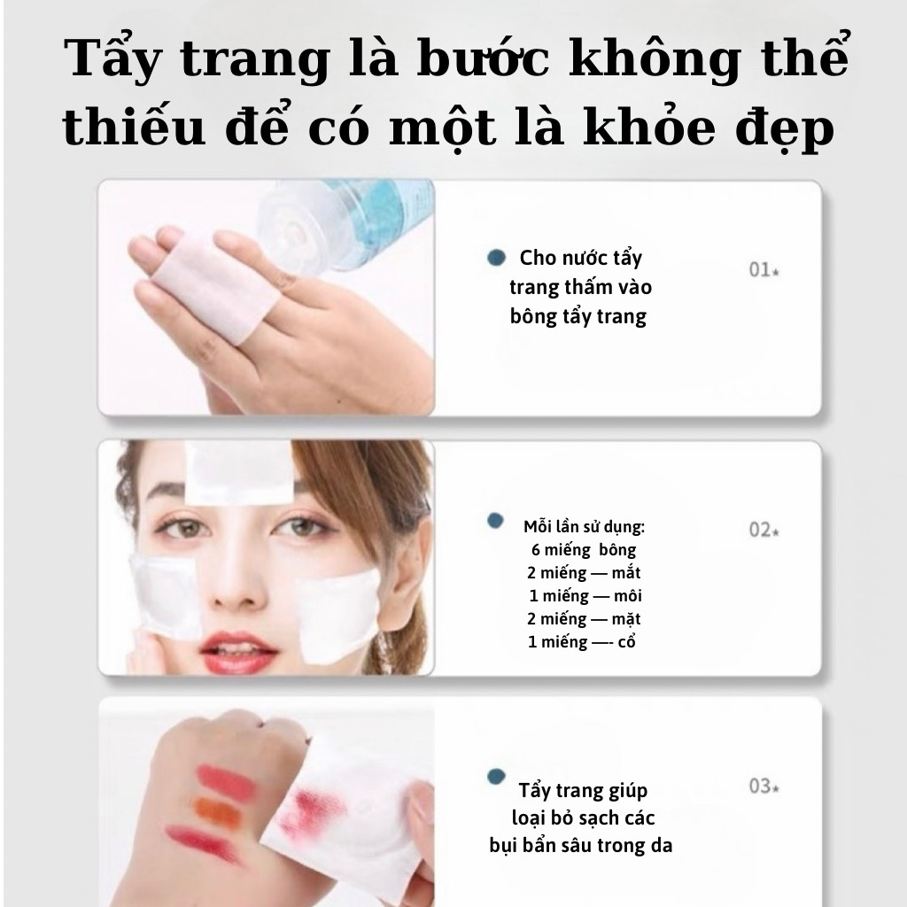 Bông tẩy trang, Bông tẩy trang 3 lớp cotton pads 222 miếng mềm mịn