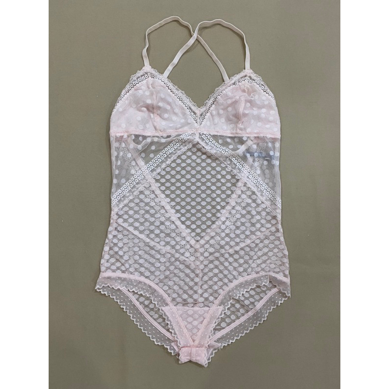 Áo liền thân bodysuit ren lưới mỏng - Thanh lý vnxk