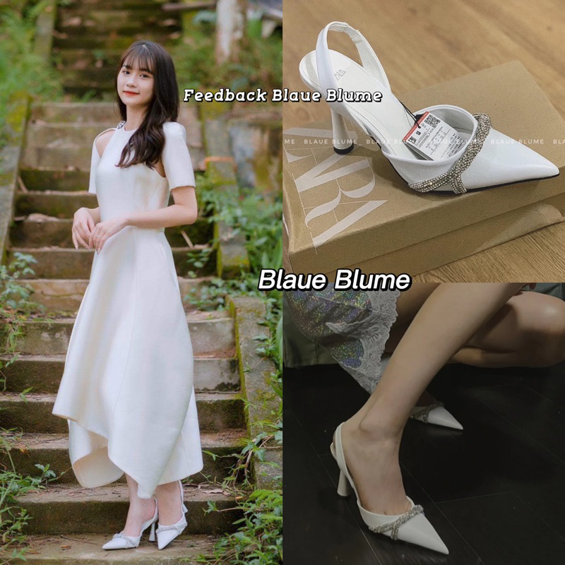 𝐁𝐥𝐚𝐮𝐞𝐁𝐥𝐮𝐦𝐞🦋 Slingback đá zara trắng