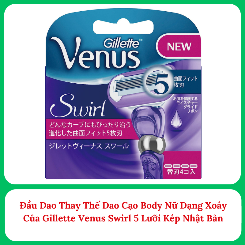 (Sale) Lưỡi thay thế Dao cạo lông body Gillette Venus 5 lưỡi màu tím cao cấp nội địa Nhật Bản