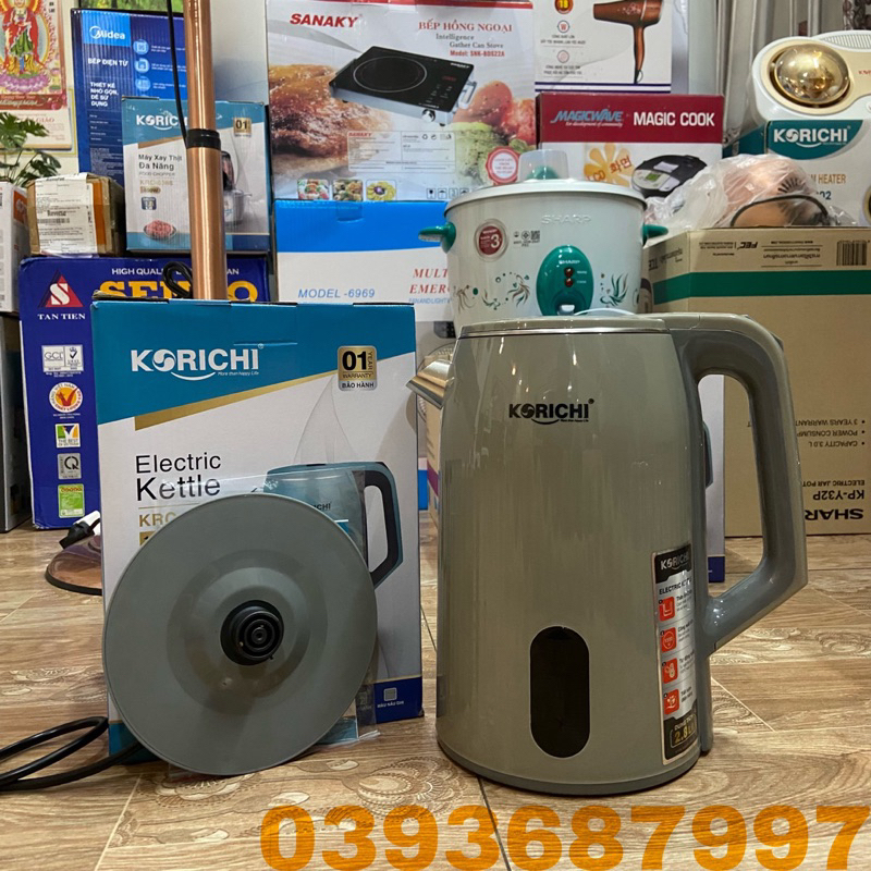 Ấm Siêu Tốc KORICHI-KRC 5128 Dung Tích 2,8L-Công Suất 1500w-Chất Liệu inox Siêu Bền-Bảo Hành 12 Tháng