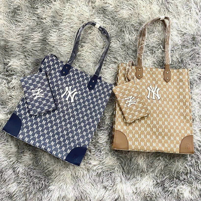 Túi đeo MLB Monogram Tote Bag 3 màu_ Túi MLB Tote NY xanh denim_vàng_đen hàng cao cấp