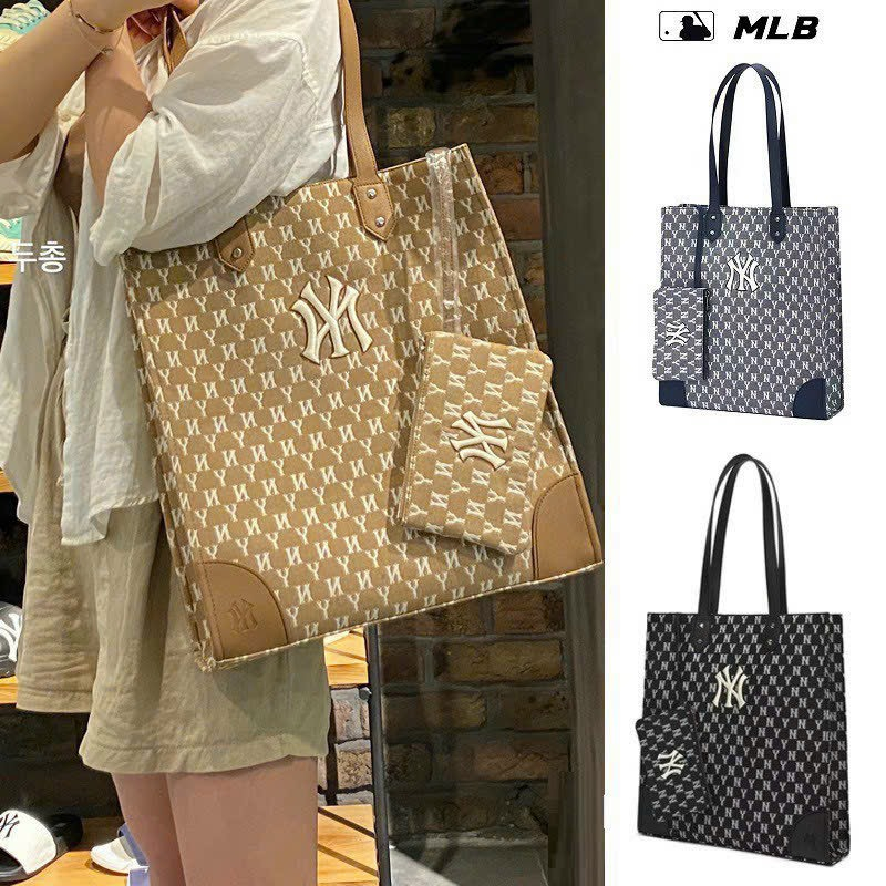 Túi đeo MLB Monogram Tote Bag 3 màu_ Túi MLB Tote NY xanh denim_vàng_đen hàng cao cấp