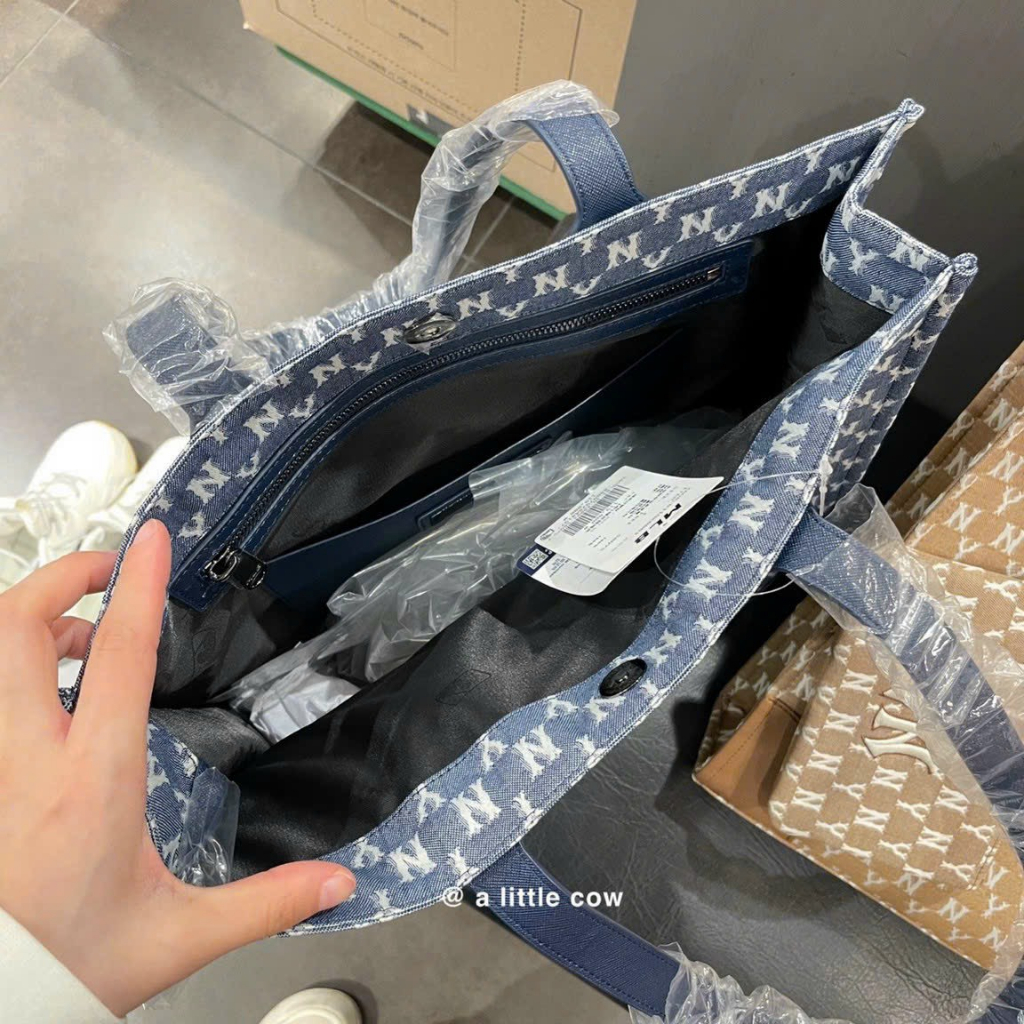 Túi đeo MLB Monogram Tote Bag 3 màu_ Túi MLB Tote NY xanh denim_vàng_đen hàng cao cấp