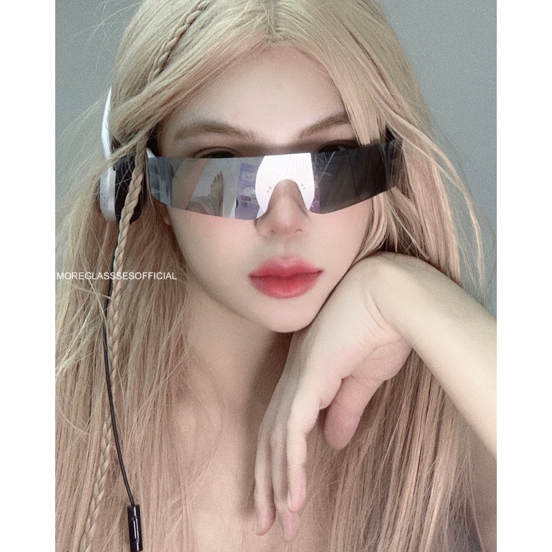 Kính mát có sẵn MOREGLASSES không gọng phong cách thời trang nam nữ Y2K Punk 2023 tròng kính chống UV 400 ảnh thật