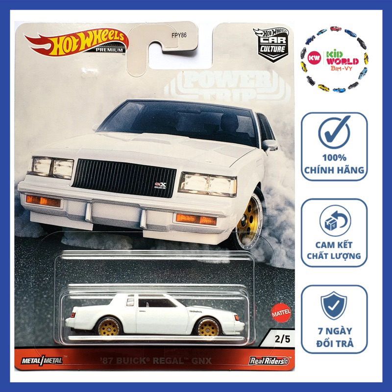 Xe mô hình Hot Wheels Premium Car Culture Power Trip Series '87 Buick Regal GNX GJR02, bánh cao su.