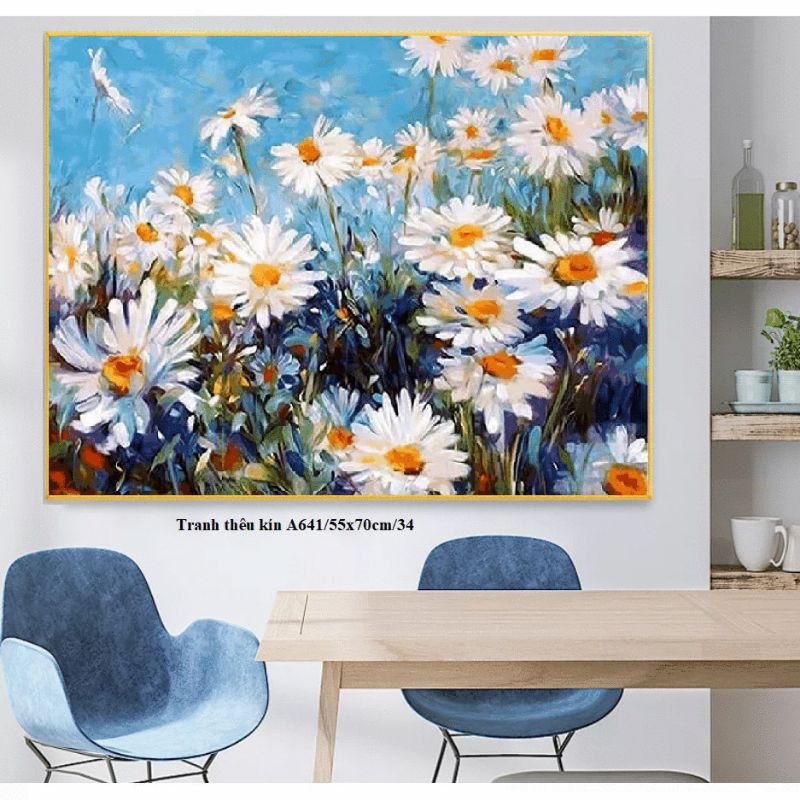 Tranh thêu chữ thập Hoa A641(55x70cm)thêu kín