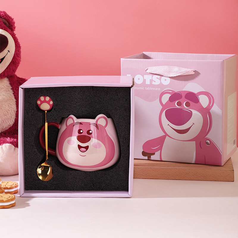 Set cốc gấu dâu Lotso chính hãng Disney kèm hộp quà tặng các mẫu