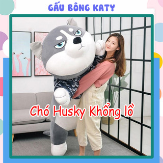 Gấu bông chó Husky khổng lồ 1m5, Gấu bông to tặng bạn gái, sinh nhật, Thú nhồi bông chó chất liệu bông gòn cao cấp