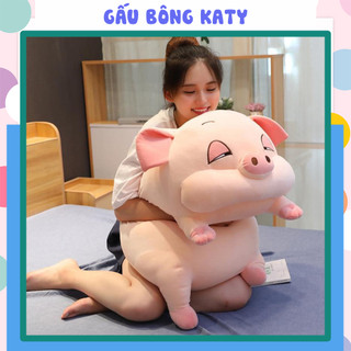 Gấu bông heo hồng 70cm/1m1, Gấu ôm ngủ heo mắt híp lợn ngủ đờ đẫn,Thú nhồi bông heo béo ú  - Chất liệu vải nhung cao cấp
