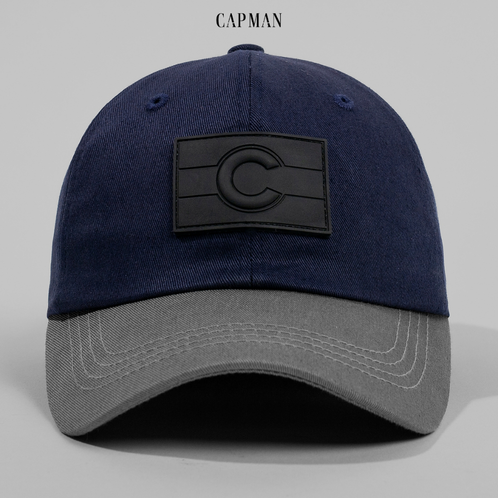 Mũ lưỡi trai thể thao màu xanh đen CAPMAN logo chữ C CM44