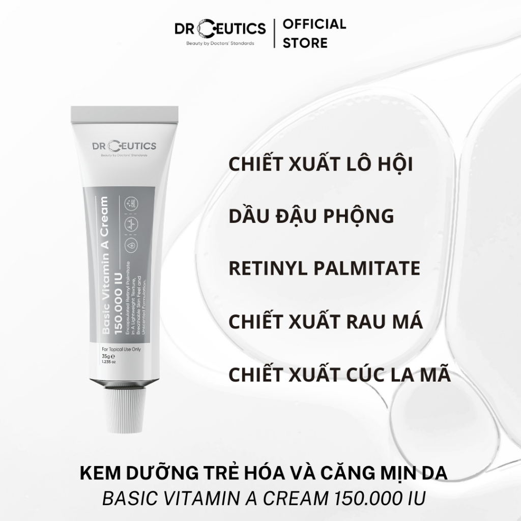 DRCEUTICS Kem Dưỡng Trẻ Hóa và Căng Mịn Da Basic Vitamin A Cream 150.000 IU (35 g)