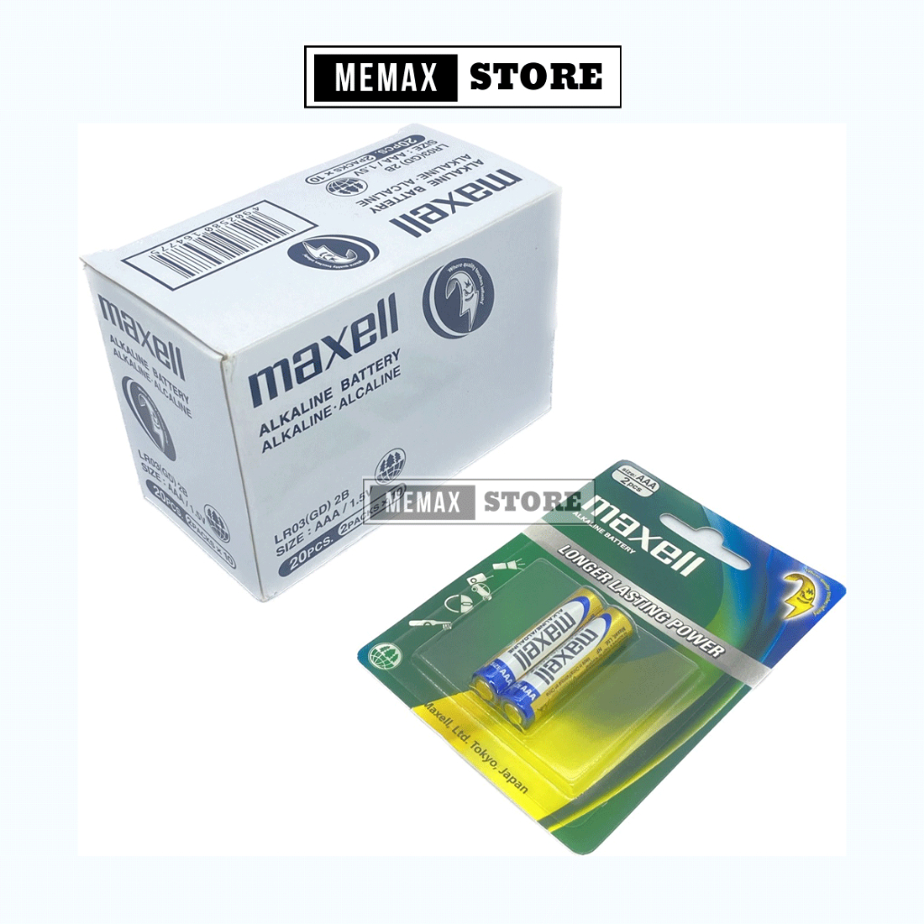 Vỉ 2 viên Pin AA , AAA  Maxell Alkaline LR3 LR6 Longer Lasting Power pin siêu bền không chảy nước