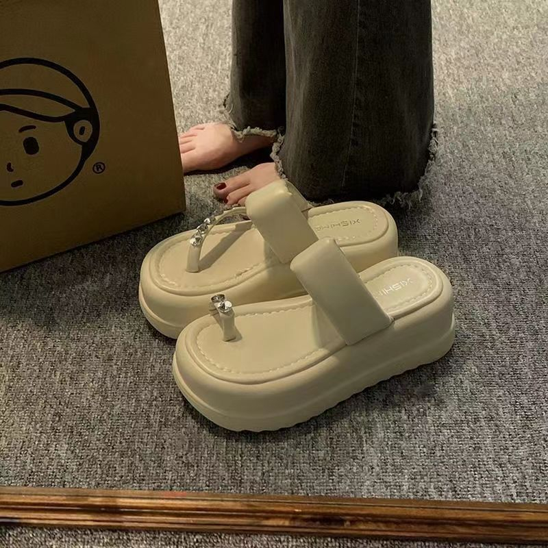 Sandal đế dày dép xỏ ngón cao gót đế dày