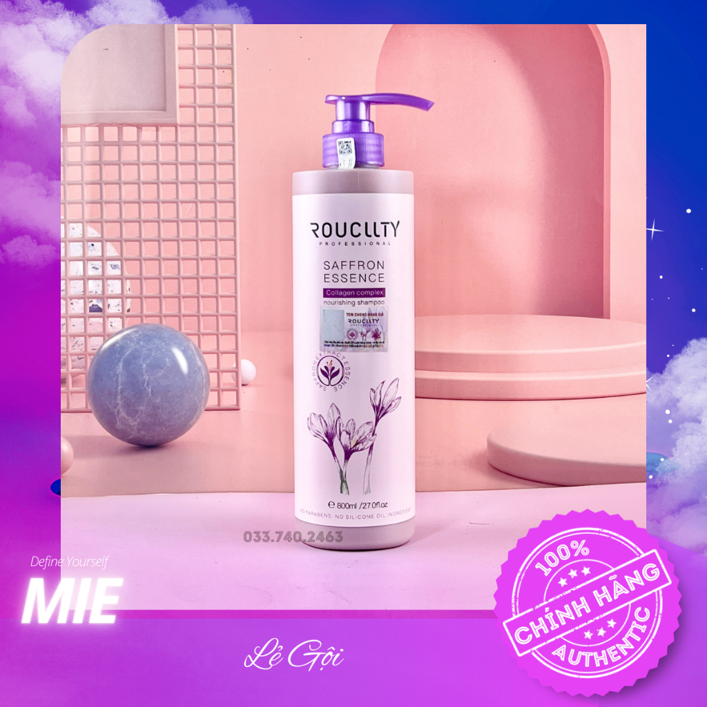 Dầu Gội Đầu ROUCLLTY PROFESSIONAL SAFFRON ESSENCE Nhụy Hoa Nghệ Tây Phục Hồi Tóc Hư Tổn 800ml Chính Hãng MIE