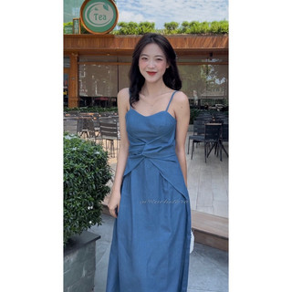 [RÁCH STORE] Đầm Denim - 2 Dây - Xoắn Eo
